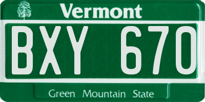 VT license plate BXY670