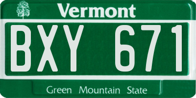 VT license plate BXY671