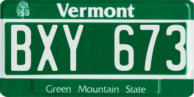 VT license plate BXY673