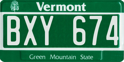 VT license plate BXY674