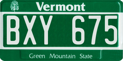 VT license plate BXY675
