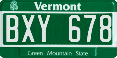 VT license plate BXY678