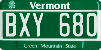 VT license plate BXY680
