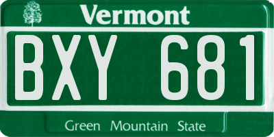 VT license plate BXY681