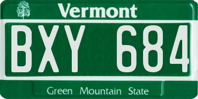 VT license plate BXY684