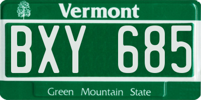 VT license plate BXY685