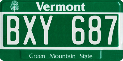 VT license plate BXY687