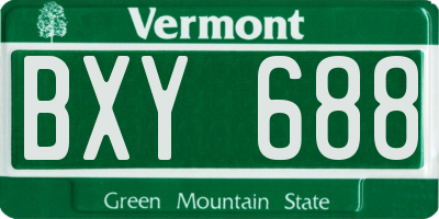 VT license plate BXY688