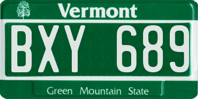 VT license plate BXY689