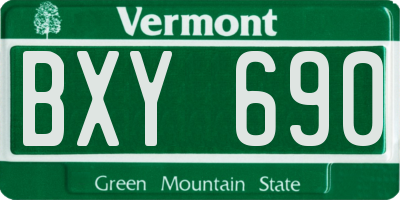 VT license plate BXY690