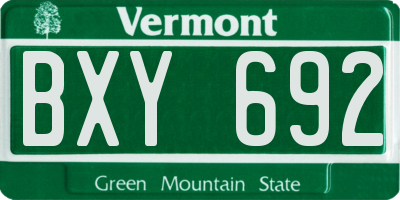 VT license plate BXY692