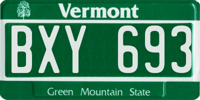 VT license plate BXY693