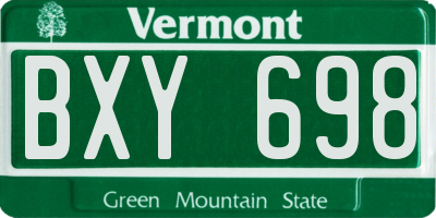 VT license plate BXY698