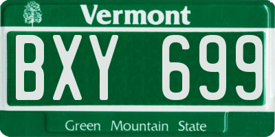 VT license plate BXY699