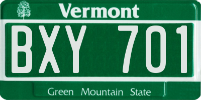 VT license plate BXY701