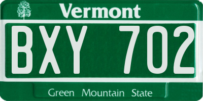 VT license plate BXY702