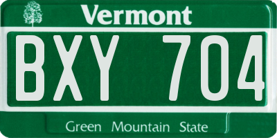 VT license plate BXY704