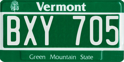 VT license plate BXY705