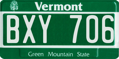 VT license plate BXY706