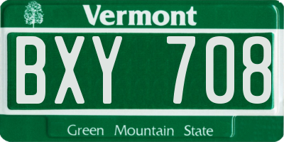 VT license plate BXY708