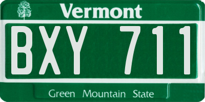 VT license plate BXY711