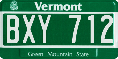 VT license plate BXY712