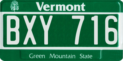 VT license plate BXY716