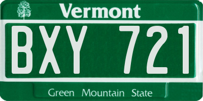 VT license plate BXY721