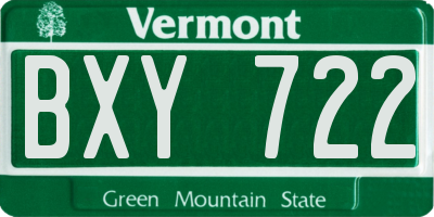 VT license plate BXY722