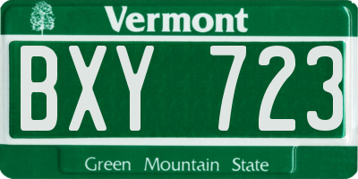 VT license plate BXY723