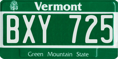 VT license plate BXY725