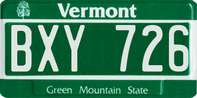 VT license plate BXY726