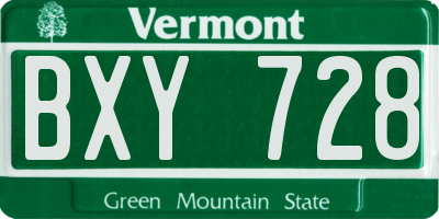 VT license plate BXY728