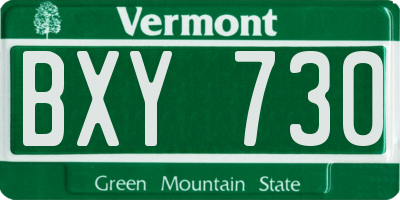 VT license plate BXY730