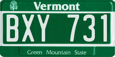 VT license plate BXY731