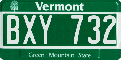 VT license plate BXY732