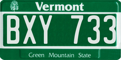 VT license plate BXY733