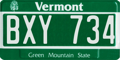 VT license plate BXY734