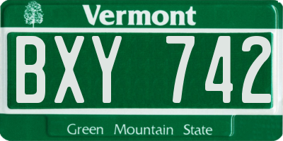 VT license plate BXY742