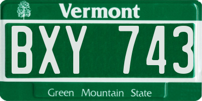 VT license plate BXY743