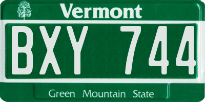 VT license plate BXY744