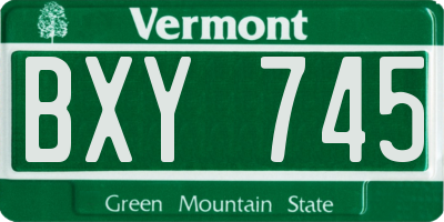 VT license plate BXY745