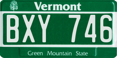 VT license plate BXY746