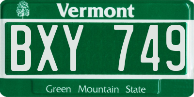 VT license plate BXY749