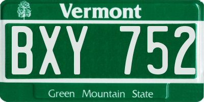 VT license plate BXY752