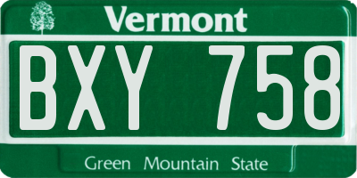 VT license plate BXY758