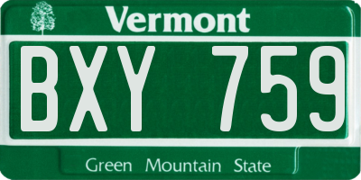 VT license plate BXY759
