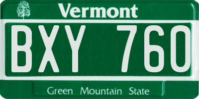VT license plate BXY760