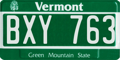 VT license plate BXY763