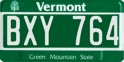 VT license plate BXY764